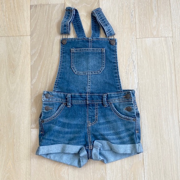 Girls Denim Short Overalls - Picture 1 of 5